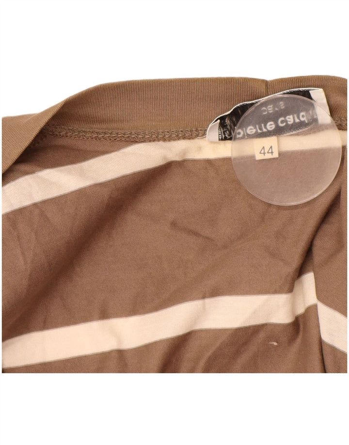 PIERRE CARDIN Cárdigan largo para mujer IT 44 Marrón medio a rayas