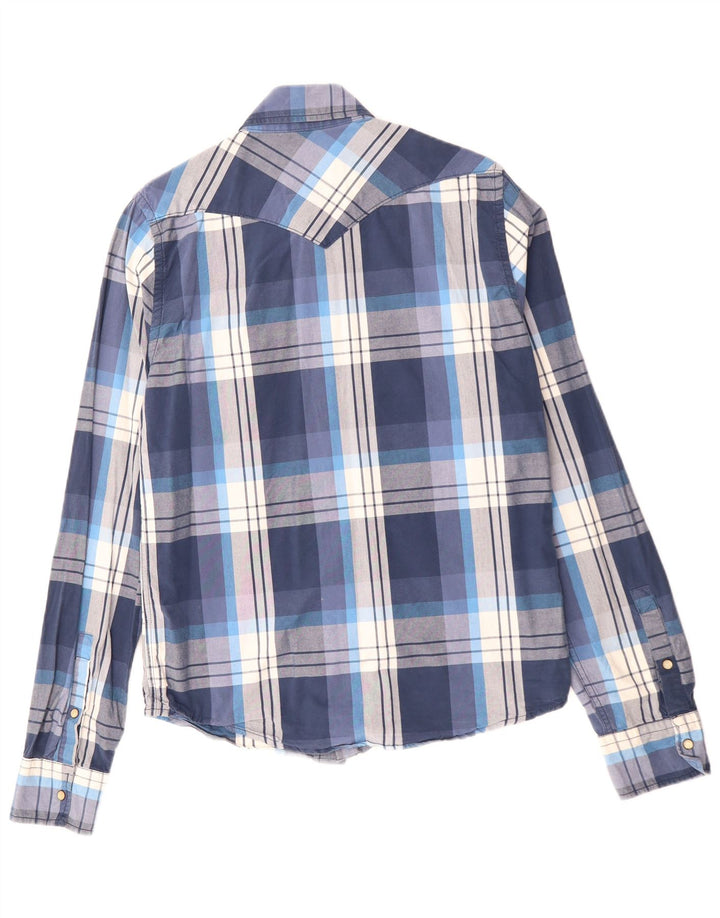 Camisa HOLLISTER para hombre grande de algodón a cuadros azul marino