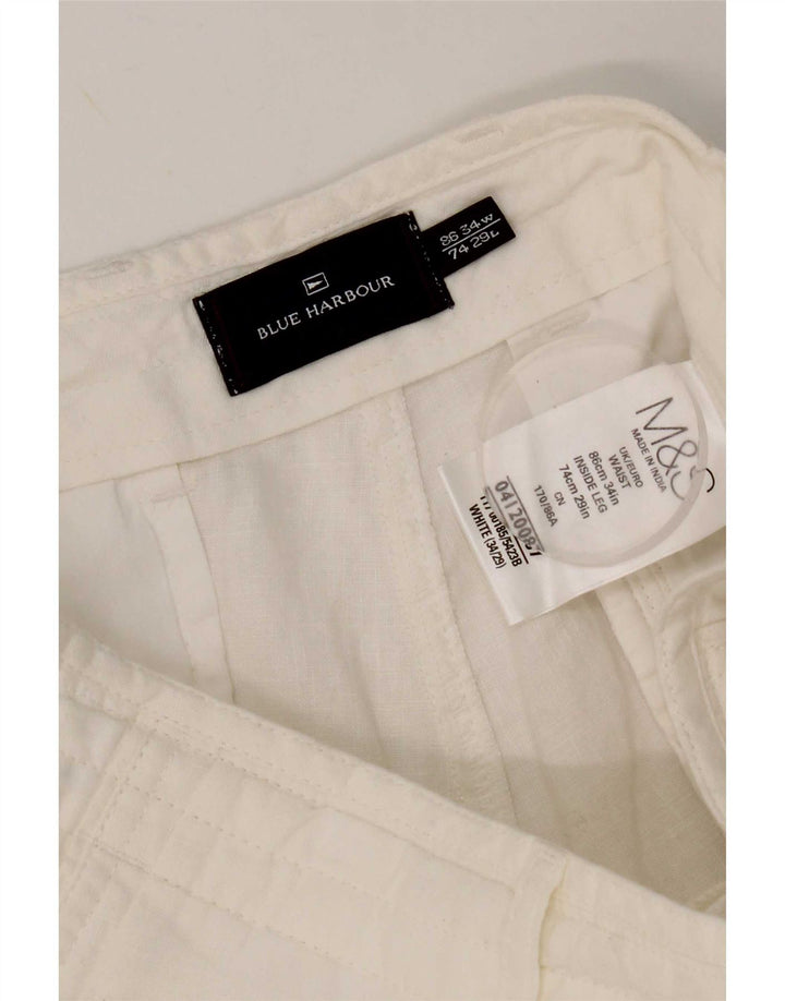 Marks & Spencer Pantalones chinos rectos Blue Harbor para hombre W34 L29 Blanco