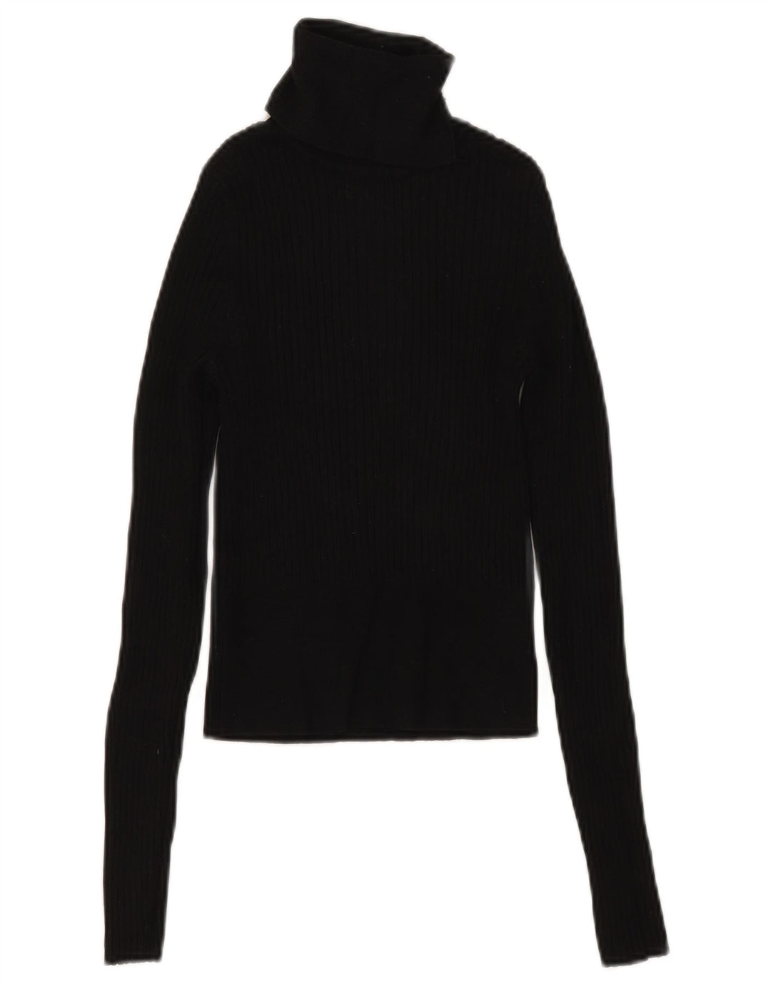 Zara Mujer Crop Top Manga Larga UK 8 Small Viscosa Negra