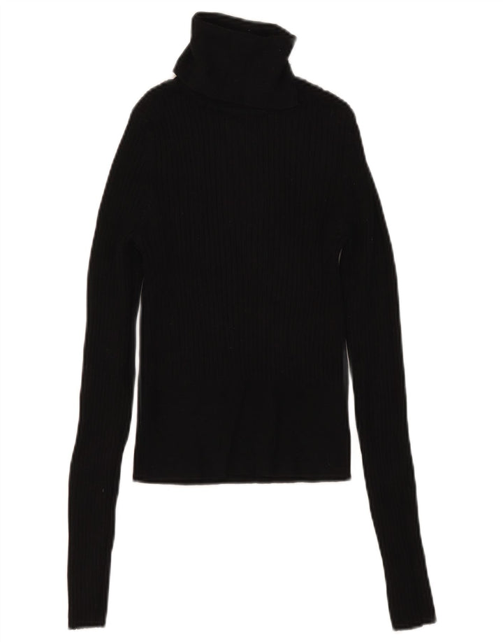 Zara Mujer Crop Top Manga Larga UK 8 Small Viscosa Negra