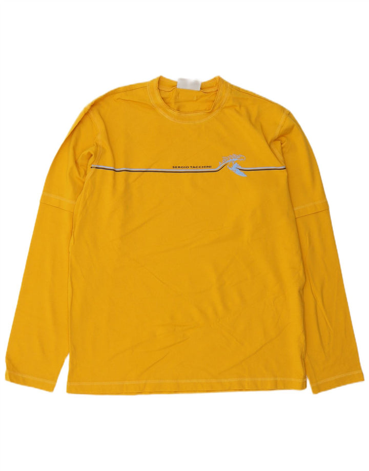 Sergio Tacchini Top Hombre Manga Larga Algodón A Rayas Amarillo Grande