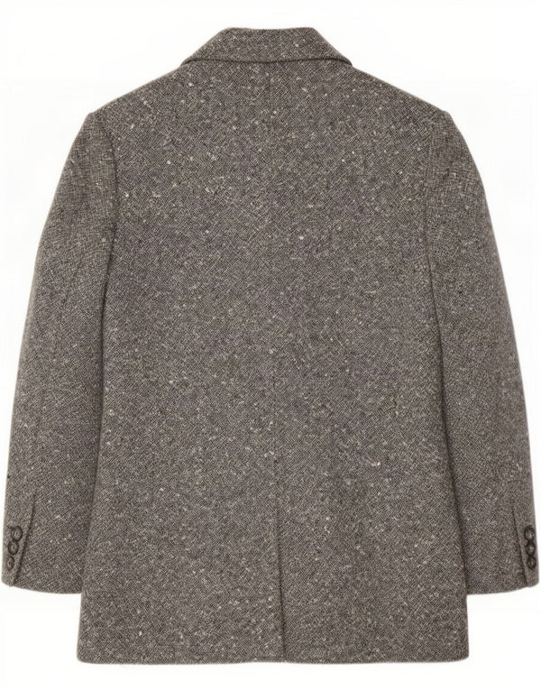 Chaqueta tipo blazer larga de 4 botones vintage para mujer IT 46 Grande gris moteado