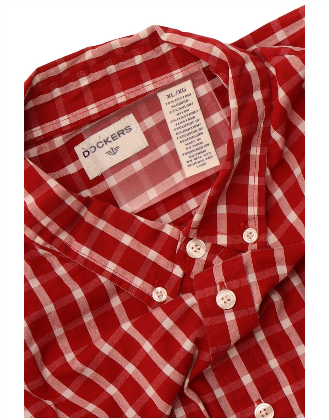 Dockers Camisa Hombre XL Cuadros Rojos Algodón