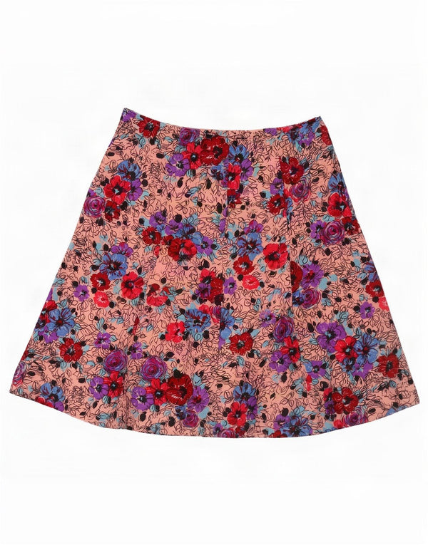 Vintage mujer A-Line falda IT 40 Pequeño W27 Rosa Floral