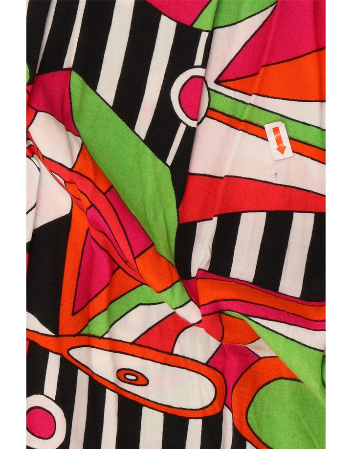 VINTAGE Mujer Patrón Abstracto Camisa Blusa Reino Unido 14 Medio Multicolor