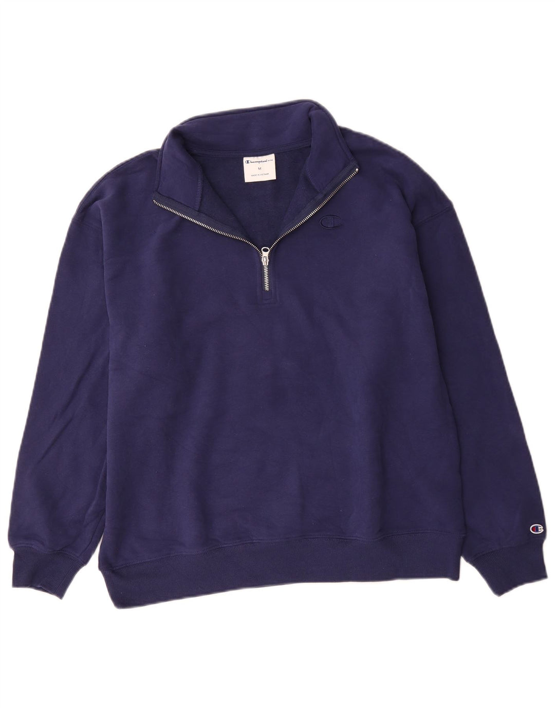 Champion Sudadera con cuello con cremallera para hombre, jersey de algodón azul marino mediano