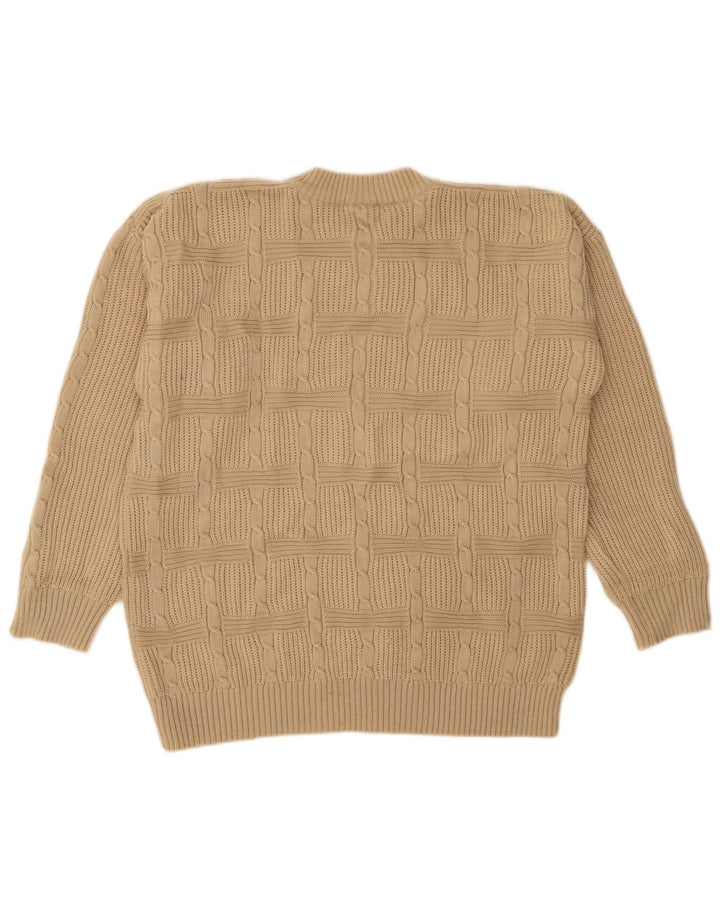 Vintage hombres cuello redondo jersey suéter IT 50 medio beige acrílico