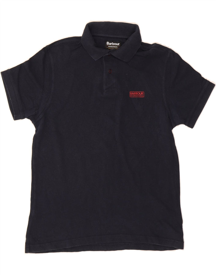 BARBOUR Mens Polo Shirt Medium Navy Blue Cotton Vintage Barbour and Second-Hand Barbour from Messina Hembry 