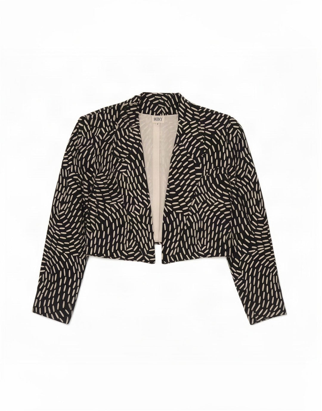 Roxy Chaqueta Bolero con Patrón Abstracto para Mujer EU 40 Mediana Seda Negra