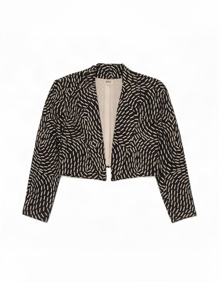 Roxy Chaqueta Bolero con Patrón Abstracto para Mujer EU 40 Mediana Seda Negra