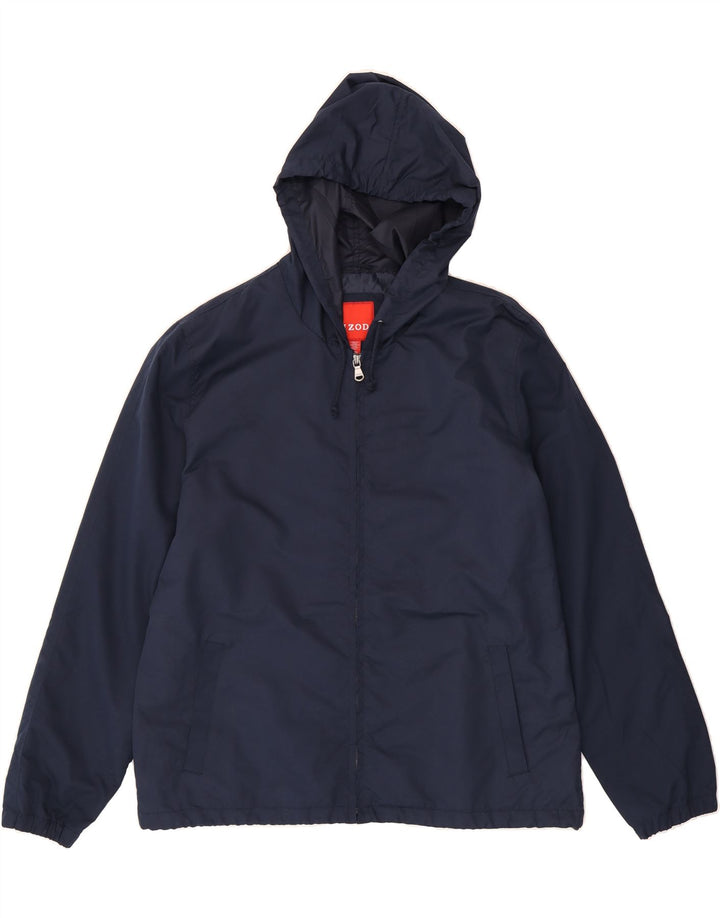 IZOD Mens Hooded Rain Jacket UK 42 XL Navy Blue Polyester Vintage Izod and Second-Hand Izod from Messina Hembry 