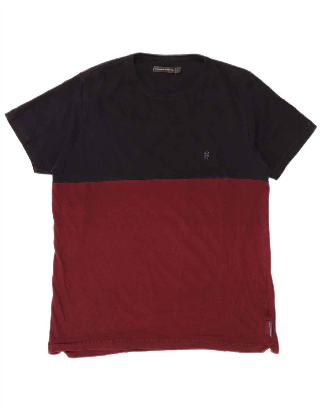 FRENCH CONNECTION Camiseta para hombre Top grande color burdeos Colorblock