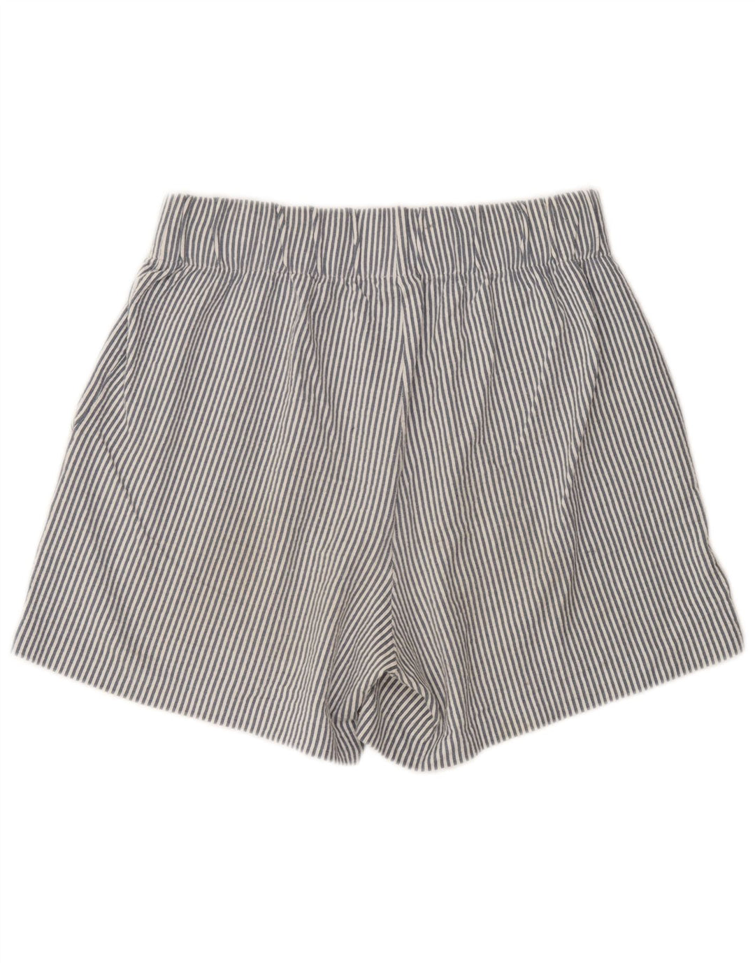 Benetton Mujer Shorts De Talle Alto Mediano W30 Algodón De Rayas Azules