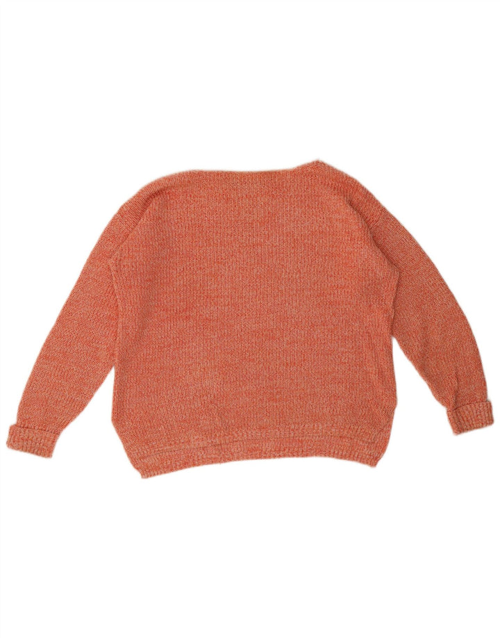 Marks & Spencer Suéter tipo jersey con cuello barco para mujer, Reino Unido 44, mediano, moteado en naranja