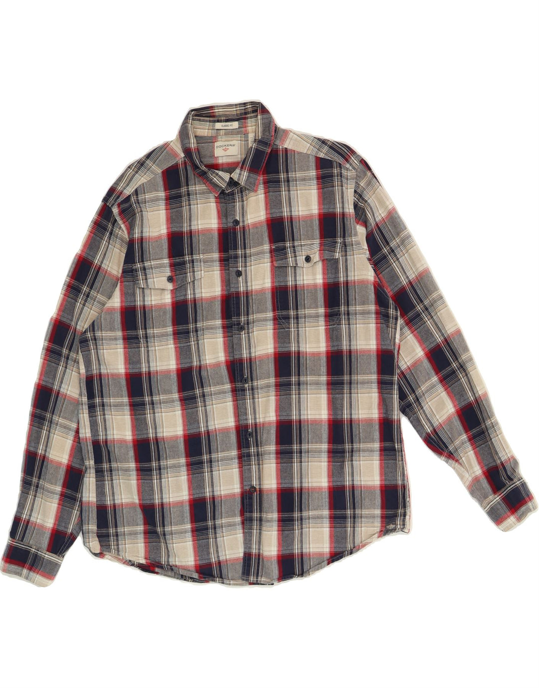DOCKERS Mens Classic Fit Shirt Large Grey Check Cotton Vintage Dockers and Second-Hand Dockers from Messina Hembry 