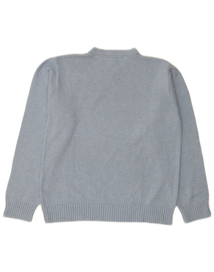 Tommy Hilfiger Jersey con Cuello en V para Hombre de algodón Azul Medio