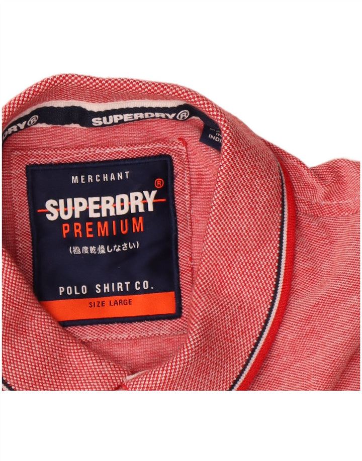 Superdry Polo para hombre de algodón moteado rojo grande