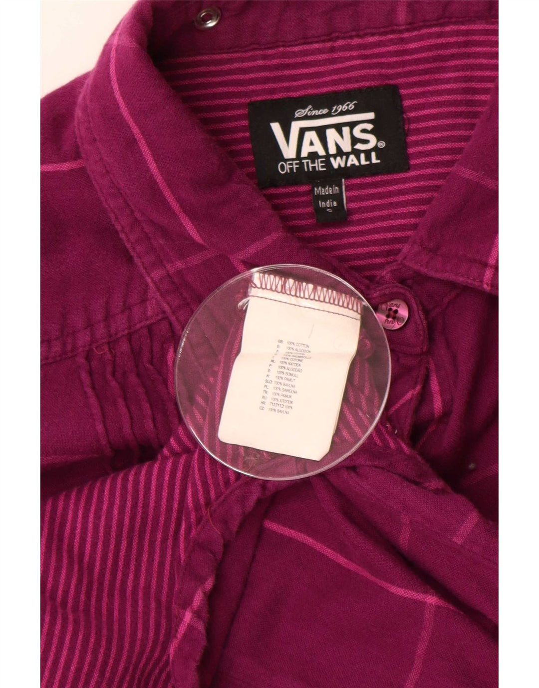 Camisa Vans Mujer UK 10 Small Púrpura Cuadros Algodón