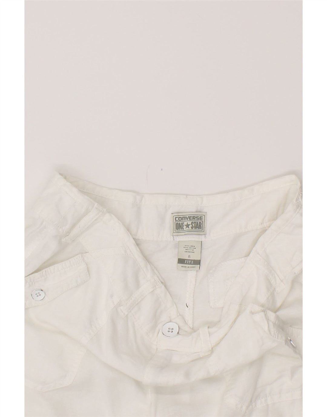 CONVERSE Pantalones cortos casuales para mujer US 8 Medium W34 Lino blanco