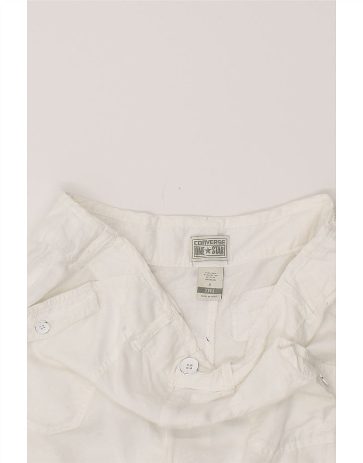 CONVERSE Pantalones cortos casuales para mujer US 8 Medium W34 Lino blanco