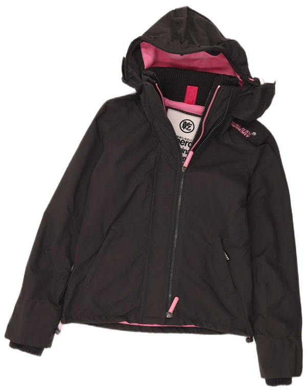 Superdry Chaqueta cortavientos con capucha Windcheater para mujer, talla 40, color gris