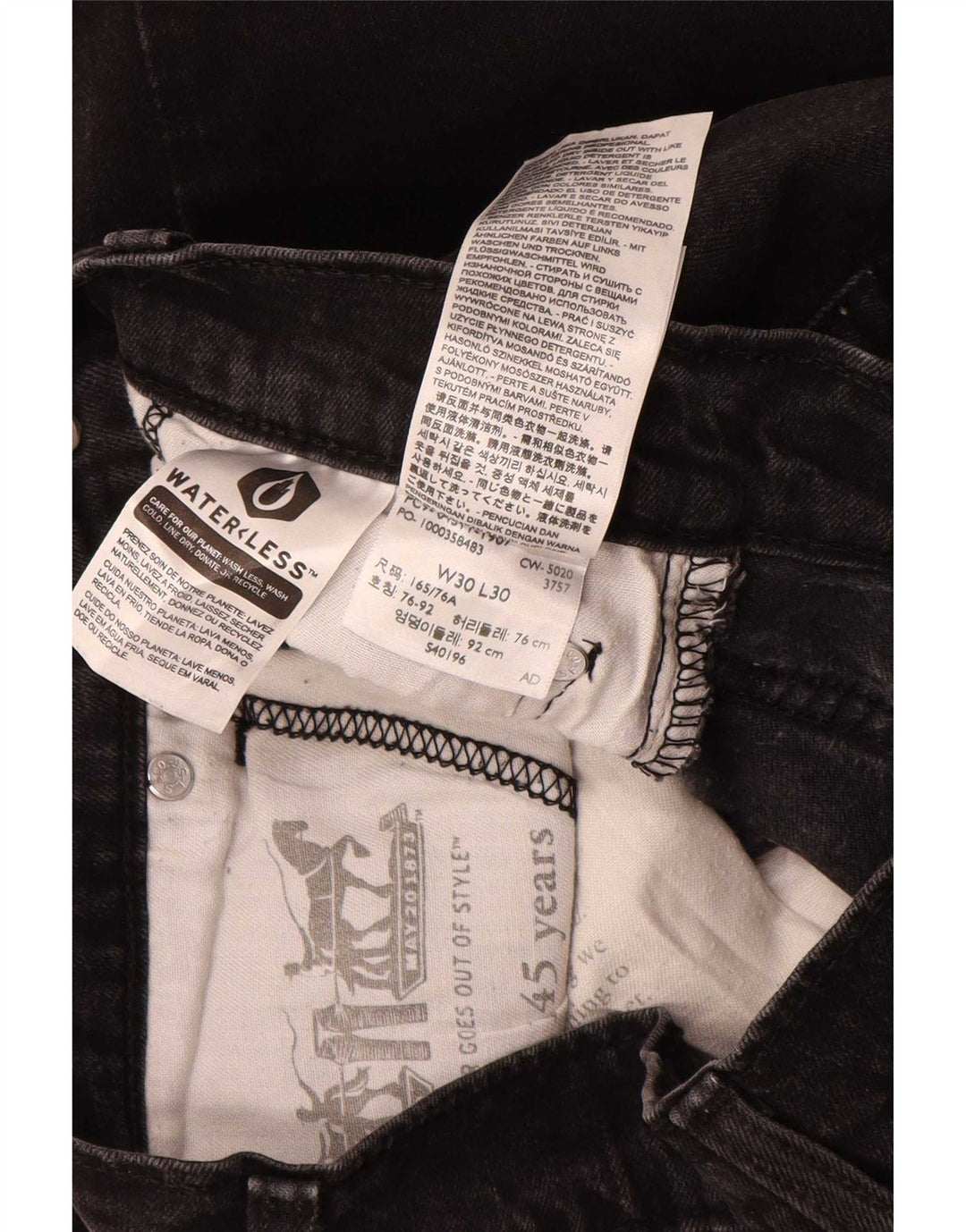 Levi's Hombre 511 Slim Jeans W30 L30 Algodón Negro