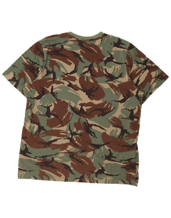 Adidas Hombre Camiseta Gráfica Top XL Caqui Camuflaje Algodón