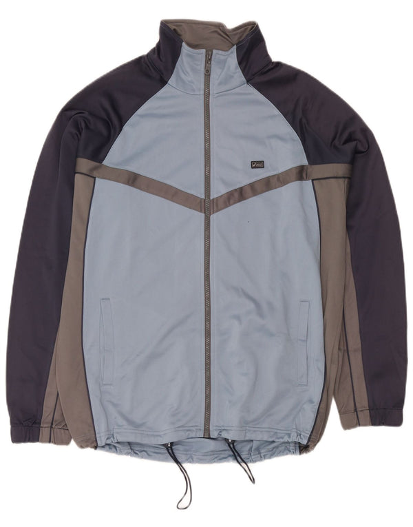 Asics Hombre Regular Fit Chándal Top Chaqueta Azul Medio Colorblock Deportes