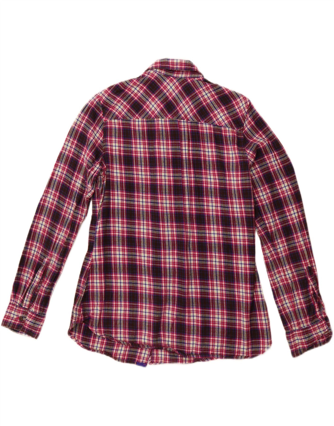 EDDIE BAUER Camisa de franela para mujer UK 12 Algodón a cuadros morado mediano