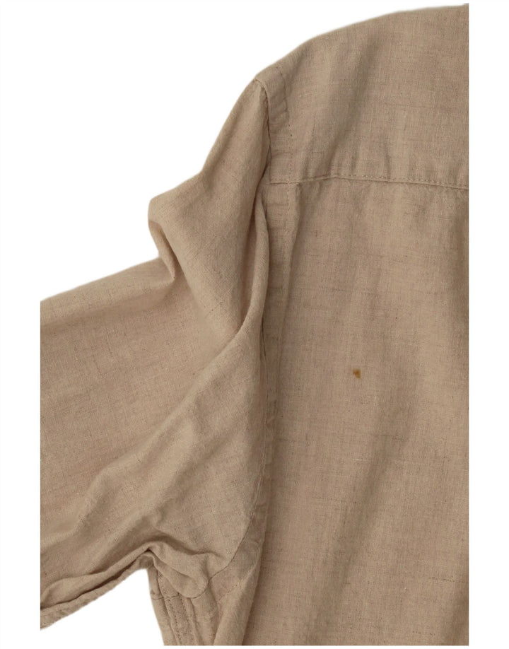 Zara Hombre Camisa Slim Fit Lino Beige Medio