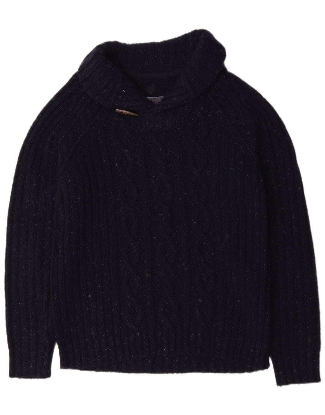 Jersey con cuello tipo chal para hombre de Fat Face, talla grande, de lana moteada en azul marino