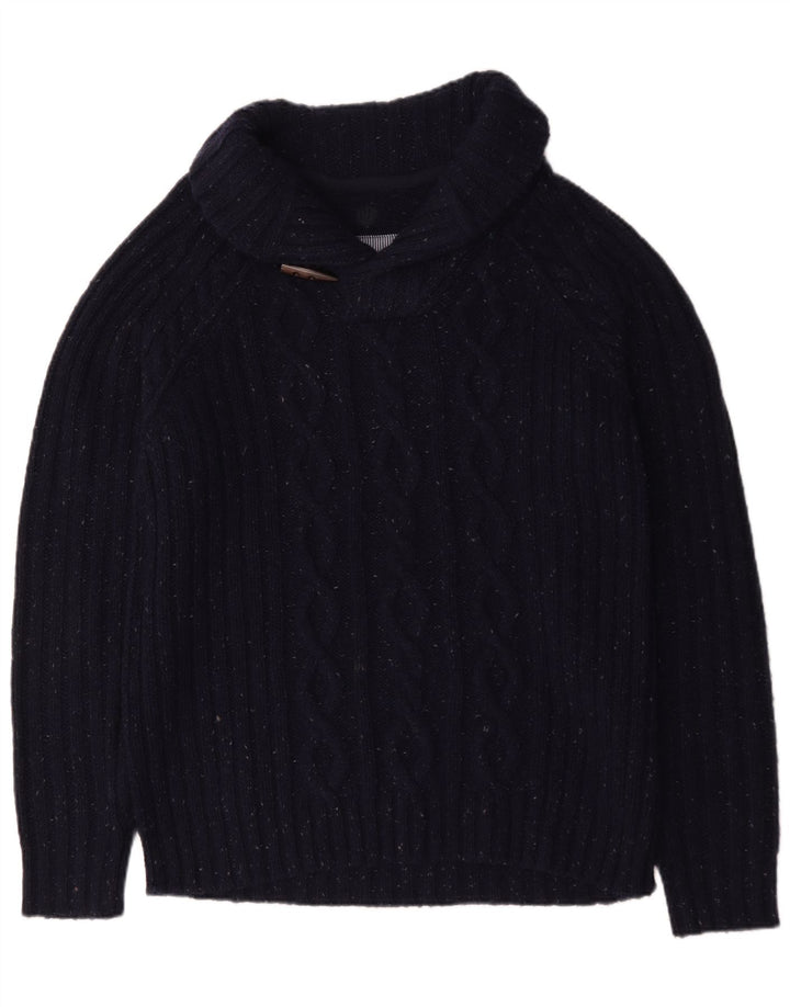 Jersey con cuello tipo chal para hombre de Fat Face, talla grande, de lana moteada en azul marino