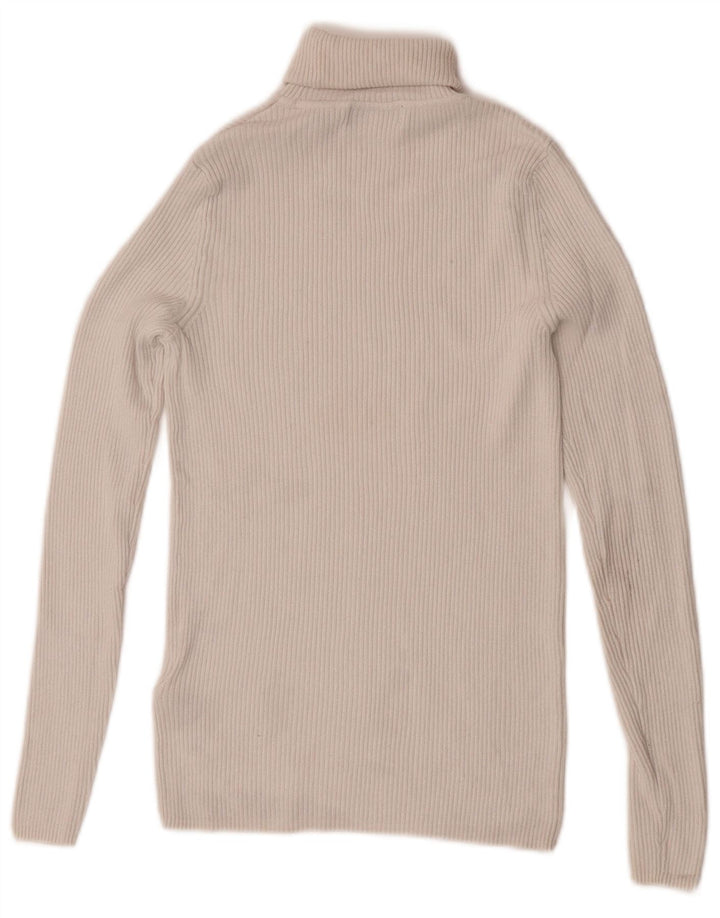 Marks & Spencer Top de punto con cuello vuelto para mujer, manga larga, talla S, color blanco roto
