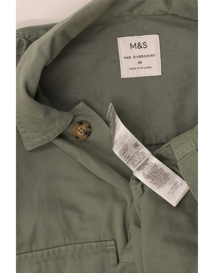 Camisa Marks & Spencer Hombre Sobrecamisa Algodón Verde Medio