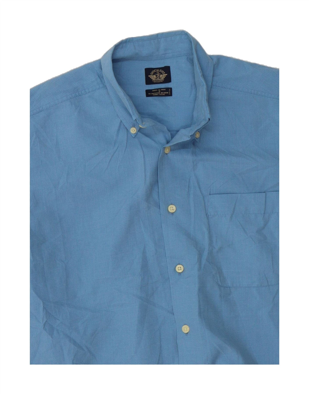 DOCKERS Mens Short Sleeve Shirt Small Blue Check Polyester Vintage Dockers and Second-Hand Dockers from Messina Hembry 