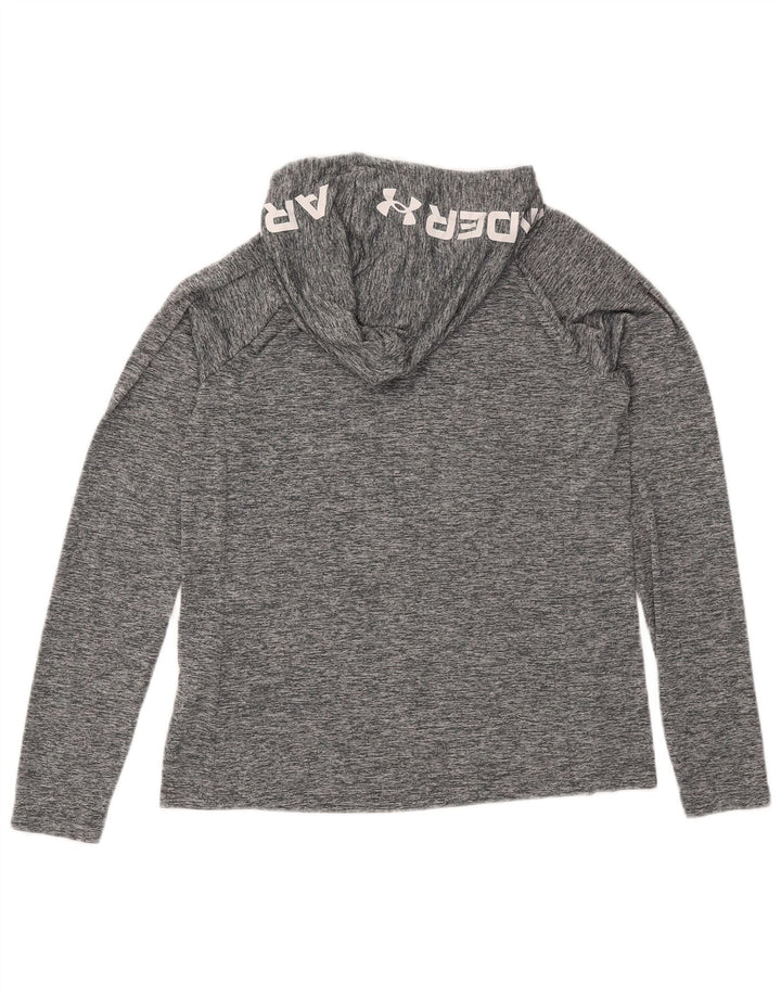 Under Armour Camiseta con capucha y gráfico de manga larga con estampado gris medio para hombre
