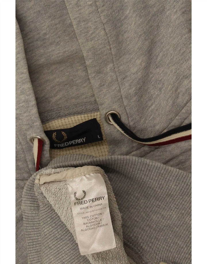 Fred Perry - Sudadera con capucha y cremallera para hombre, talla grande, algodón gris