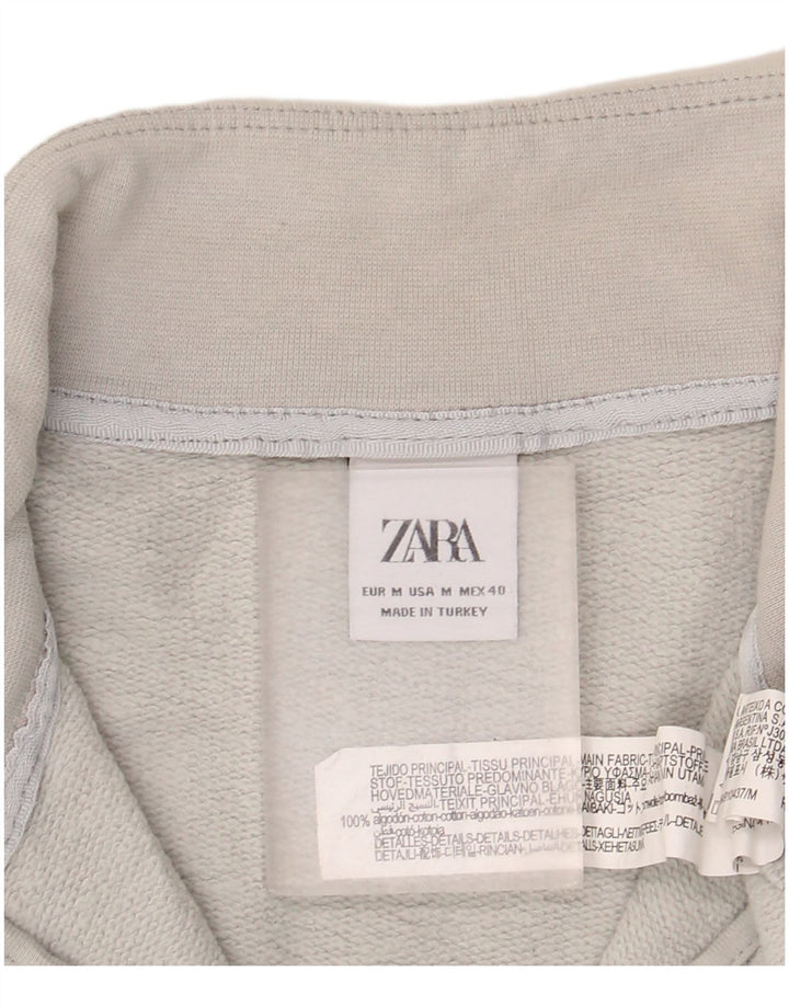 Zara Mujer Sudadera Oversize Con Cremallera Y Cuello Jersey UK 44 Algodón Gris Medio