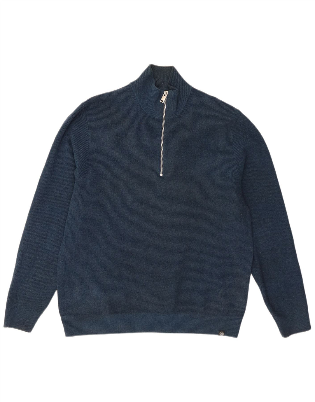 Marks & Spencer Jersey con cuello y cremallera para hombre, talla grande, algodón azul marino