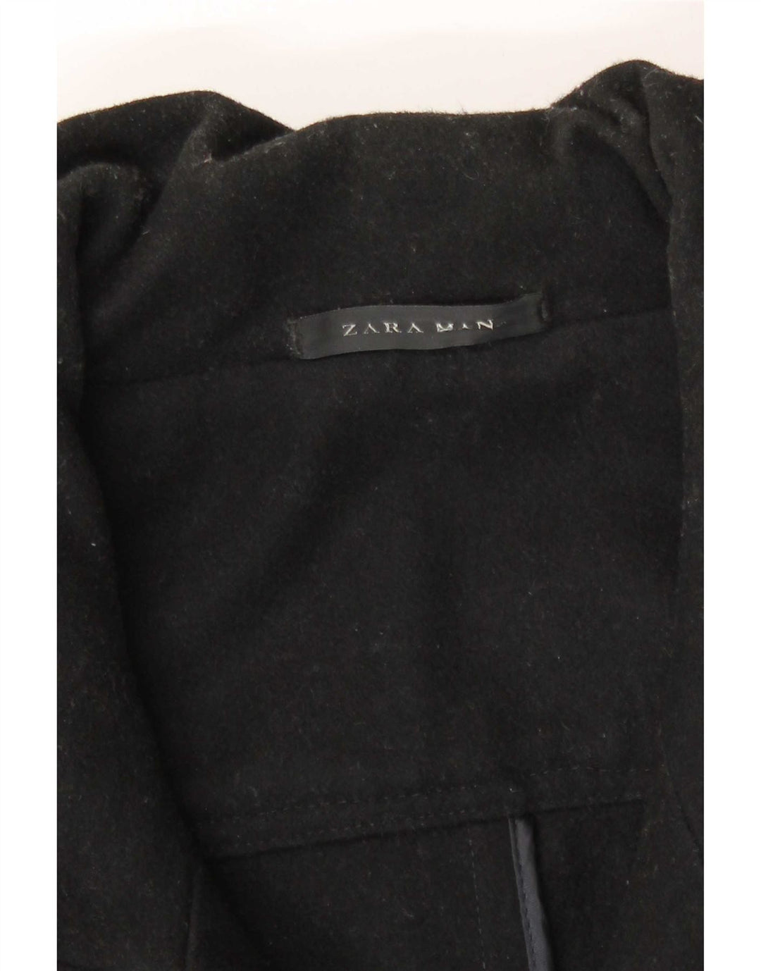 Zara Hombre Abrigo UK 36 Small Lana Negra