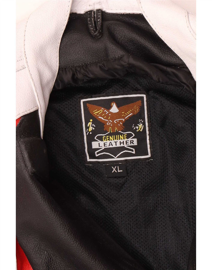 BMW Chaqueta de cuero para hombre UK 42 XL Bloque de color multicolor