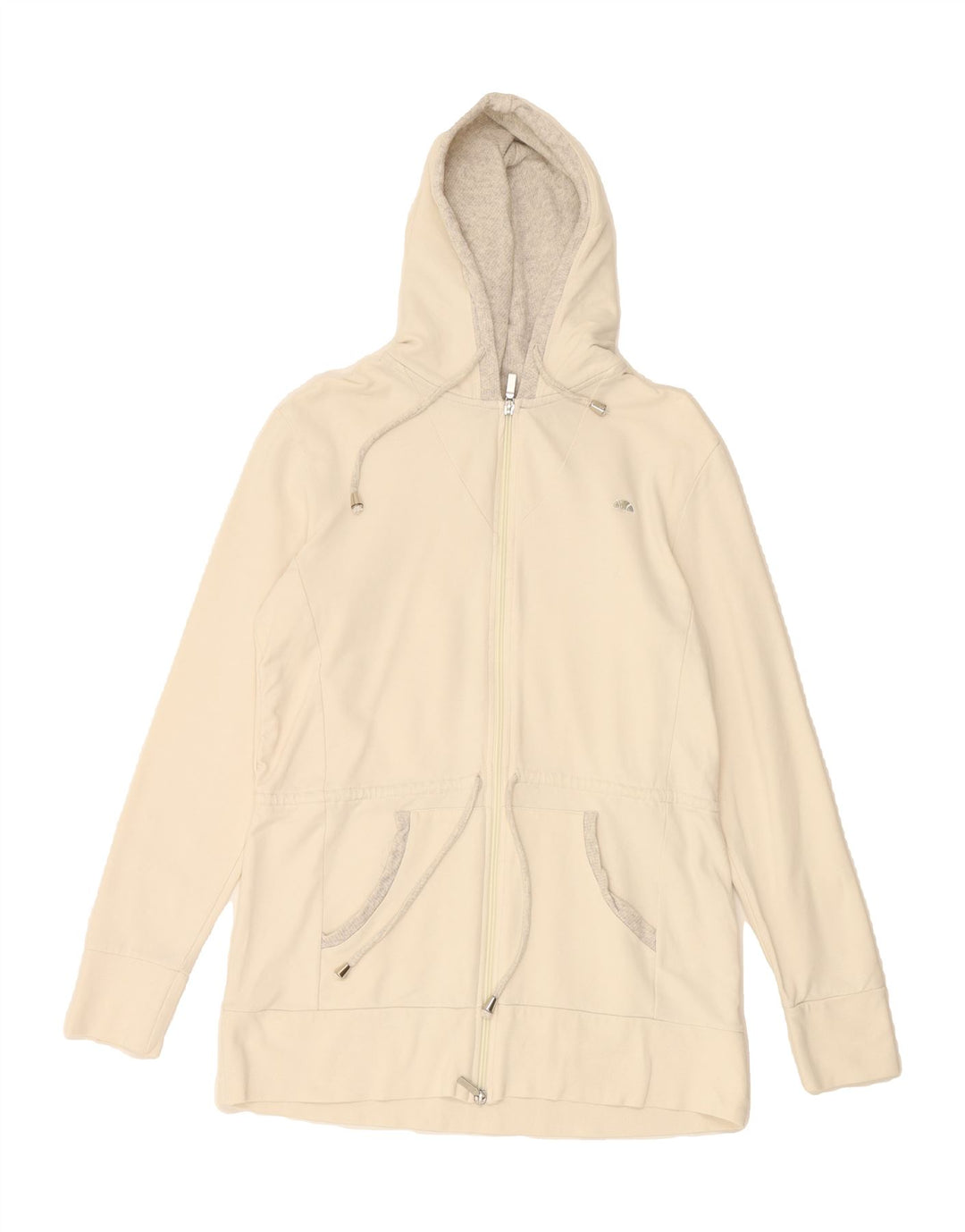 ELLESSE Womens Zip Hoodie Sweater UK 14 Medium White Cotton Vintage Ellesse and Second-Hand Ellesse from Messina Hembry 