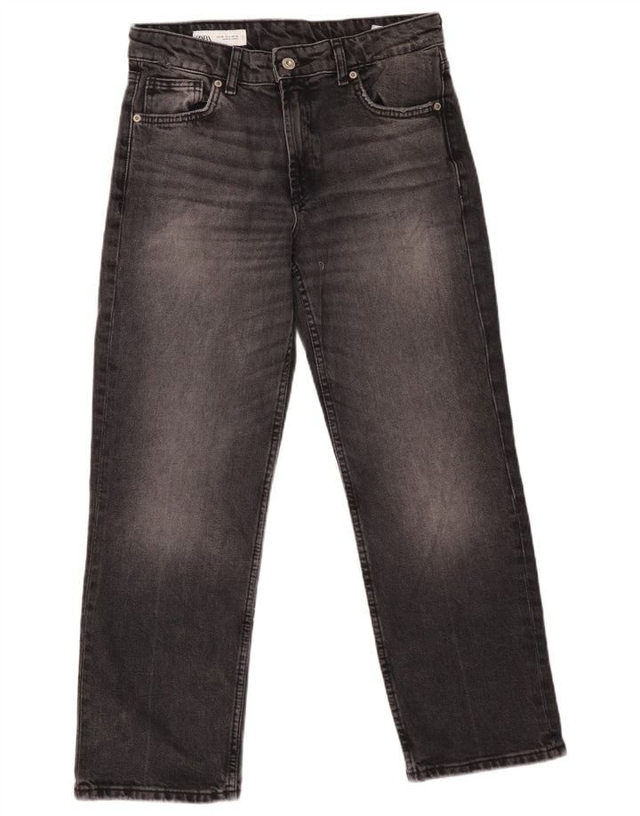 ZARA Vaqueros Cropped Mujer EU 38 Small W28 L25 Algodón Gris