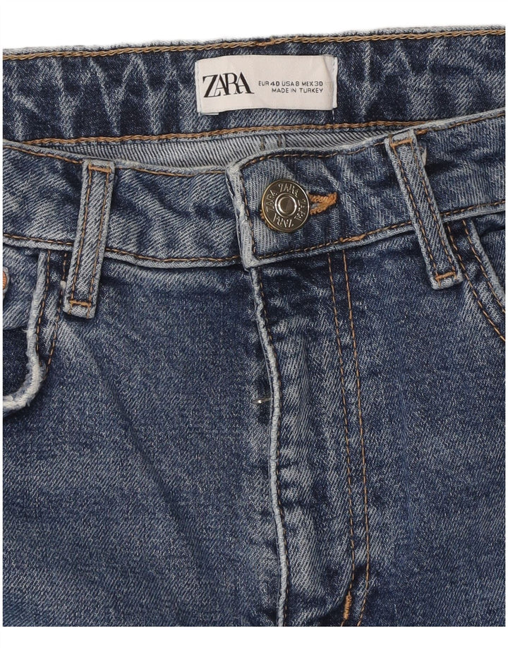 ZARA Mujer Vaqueros Slim Desgastados EU 40 Medium W30 L26 Azul