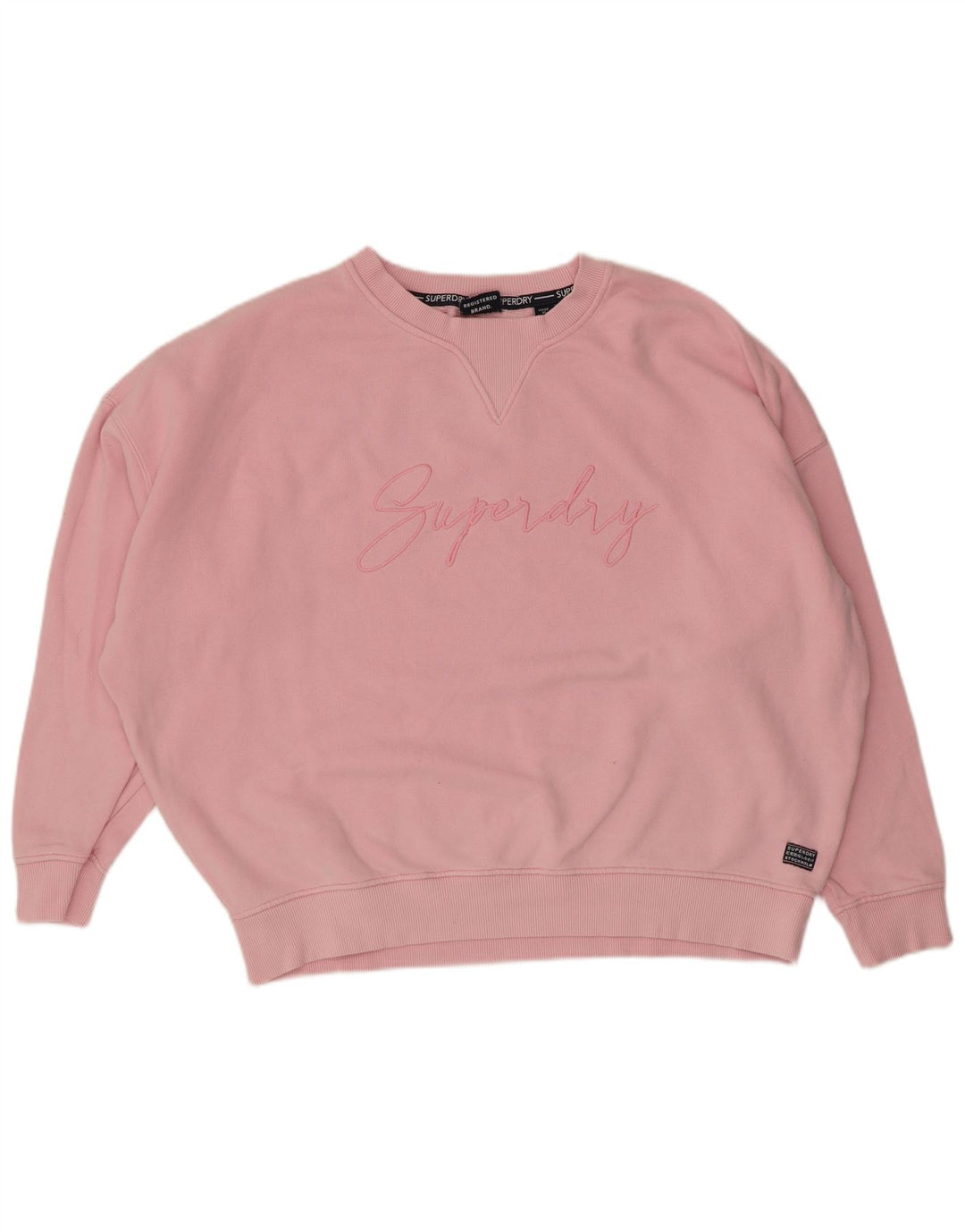 Superdry Sudadera extragrande con estampado gráfico para mujer, talla 40, color rosa