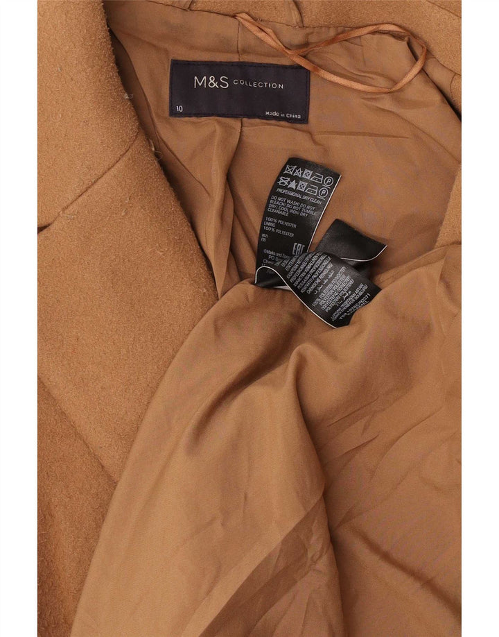 Marks & Spencer Abrigo extragrande para mujer UK 10 Small Marrón Poliéster
