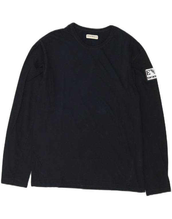 EMPORIO ARMANI Top gráfico para hombre manga larga pequeño algodón negro