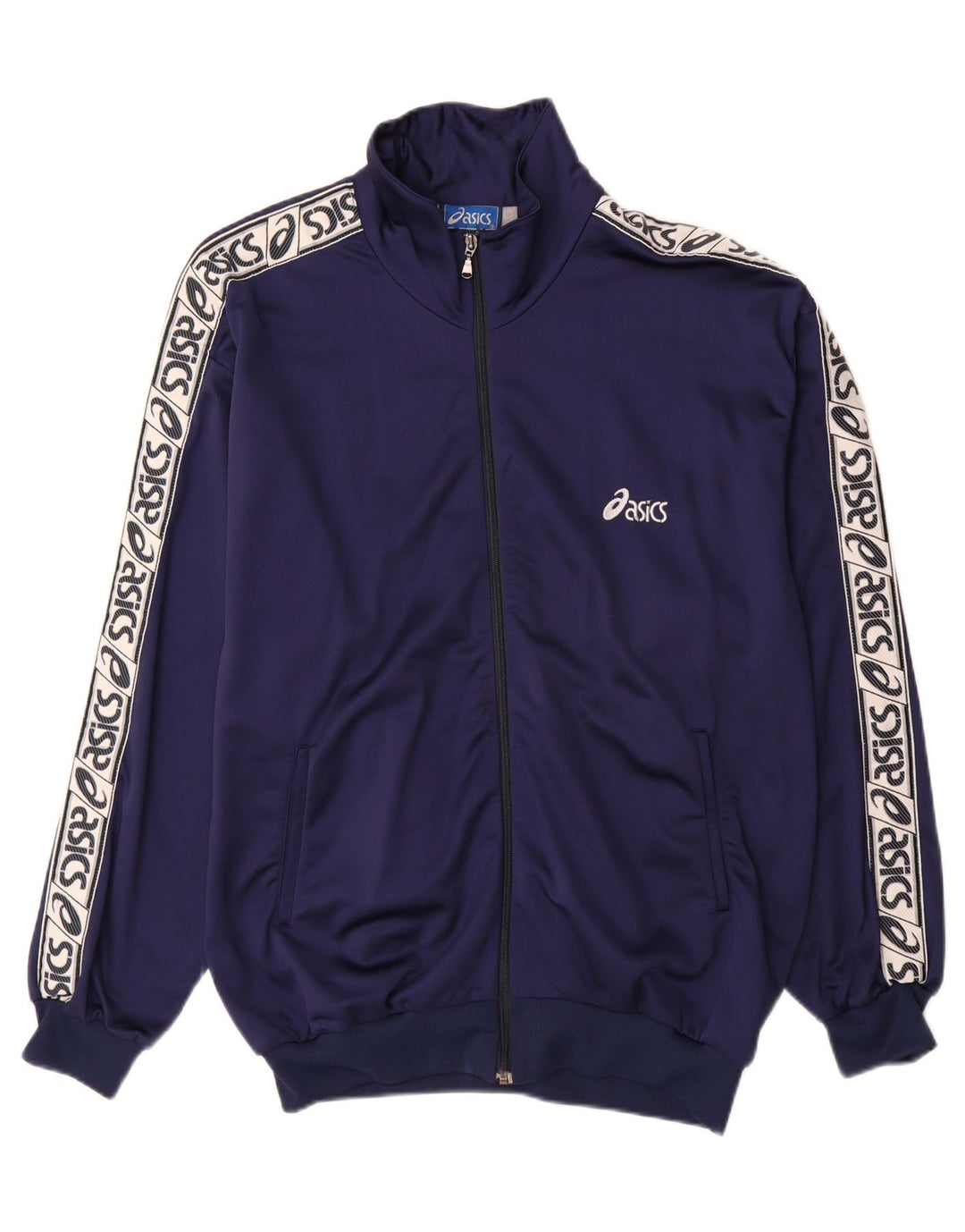 ASICS Hombre Graphic Chándal Top Jacket XL Azul Marino Colorblock Poliamida