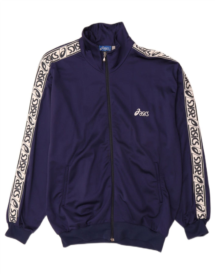 ASICS Hombre Graphic Chándal Top Jacket XL Azul Marino Colorblock Poliamida